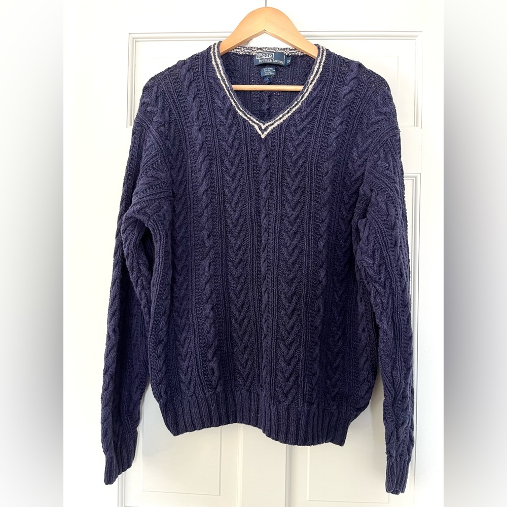 Vintage Polo by Ralph Lauren Varsity Cable Knit Sweater